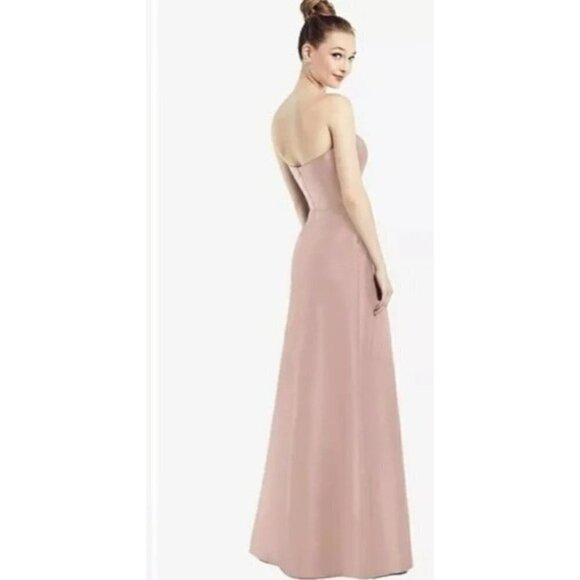 Alfred Sung Strapless Notch Bridesmaid Dress Toasted Sugar D774 NWT Size 2R - Picture 2 of 7